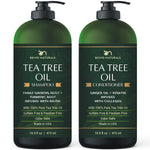 Tea Tree Shampoo Conditioner Set - Pure Tea Tree Oil & Peppermint Oil - Fights Hair Loss, Promotes Hair Growth, Fights Dandruff, Lice & Itchy Scalp - for Men and Women Sulfate Free - 16 fl oz x 2