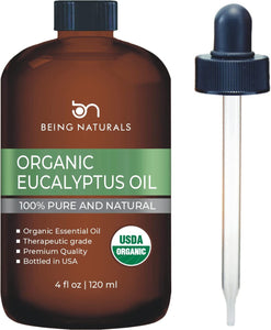 Organic Eucalyptus Essential Oil - Huge 4 FL OZ - 100% Pure & Natural – Premium Natural Oil with Glass Dropper (Eucalyptus Oil)