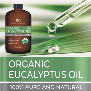 Organic Eucalyptus Essential Oil - Huge 4 FL OZ - 100% Pure & Natural – Premium Natural Oil with Glass Dropper (Eucalyptus Oil)