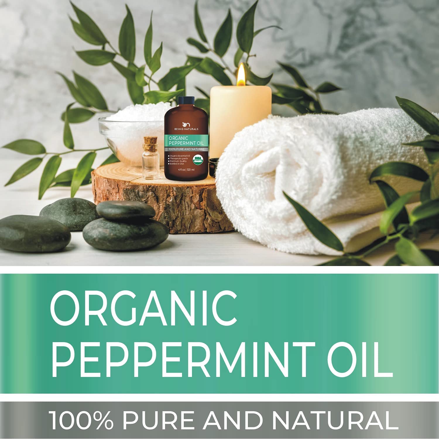 Organic Peppermint Essential Oil - Huge 4 FL OZ - 100% Pure & Natural – Premium Natural Oil with Glass Dropper (Peppermint Oil)